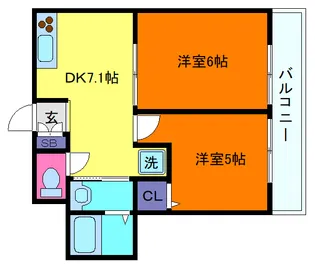 船寺ハイム【1階】の間取り