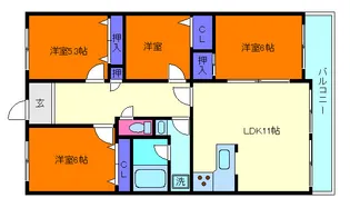 フォーシーズンズ芦屋【4階】の間取り