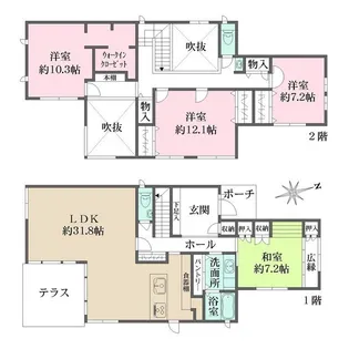 兵庫県芦屋市山芦屋町【一戸建】の間取り