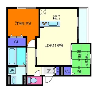 ヴェルデ天城【1階】の間取り