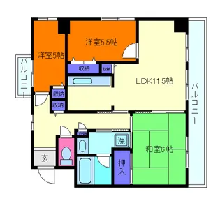 ラヴィーヌ芦屋【4階】の間取り