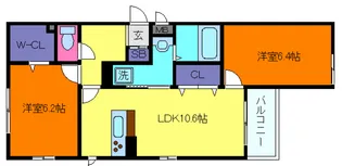 ベレッツァ甲南山手【1階】の間取り