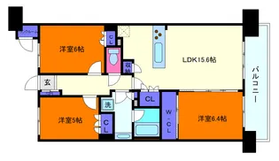 六甲アイランドCITY W7 Residence12番館【4階】の間取り