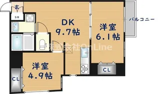 グランガーデン足代新町【6階】の間取り