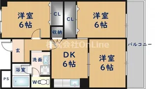 シャンポール東大阪【6階】の間取り