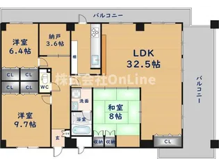 グランシャトレーDAIWA【8階】の間取り