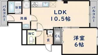 ラムール布施【5階】の間取り