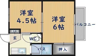 久宝寺コーポラスB棟【1階】の間取り