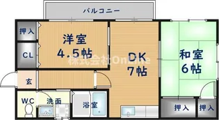 グリーンハイツ志紀Ⅱ【2階】の間取り