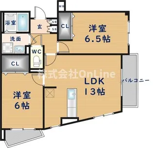 2LDKの間取り画像