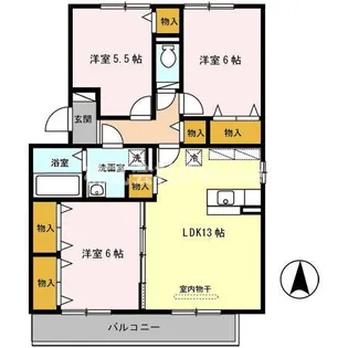 アピテ高安【3階】の間取り
