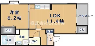 プランドール高安【1階】の間取り