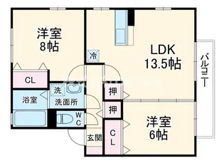 リビングタウン加美北 B棟【2階】の間取り