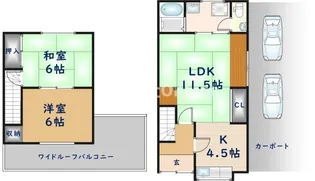 大阪府八尾市老原7丁目【一戸建】の間取り