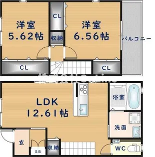 大阪府大阪市天王寺区筆ケ崎町【一戸建】の間取り