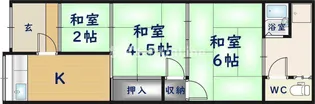 大阪府東大阪市松原1丁目【テラスハウス】の間取り