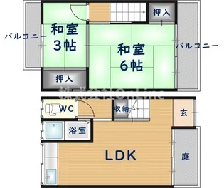 大阪府東大阪市御厨東2丁目【一戸建】の間取り