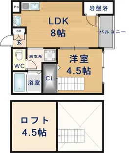 大阪府東大阪市瓜生堂1丁目【アパート】の間取り