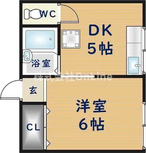 大阪府東大阪市友井3丁目【アパート】の間取り