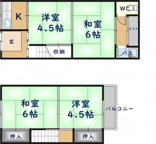 大阪府東大阪市若江本町4丁目【テラスハウス】の間取り