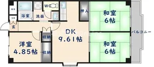 大阪府東大阪市若江南町2丁目【マンション】の間取り