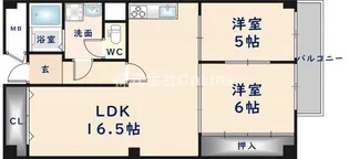 アクロシャトー俊徳道【7階】の間取り
