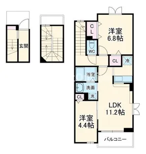 大阪府東大阪市菱屋東2丁目【アパート】の間取り