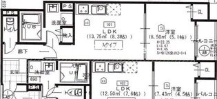 コレクト八尾駅前【1階】の間取り
