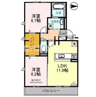 Hills 花水木B棟【3階】の間取り