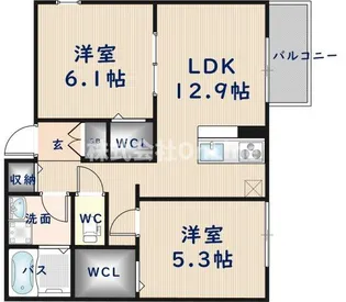ソレイユ太子【1階】の間取り