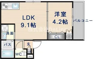 大阪府東大阪市大蓮北2丁目【アパート】の間取り