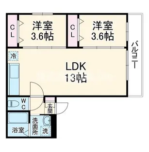 大阪府東大阪市若江本町1丁目【アパート】の間取り