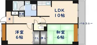 大阪府東大阪市御厨栄町3丁目【マンション】の間取り