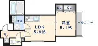 クリエオーレ友井【3階】の間取り