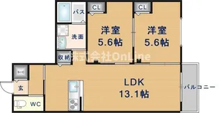 ファヴォリート志紀南【2階】の間取り