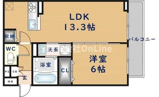 ウォーム八尾木【2階】の間取り