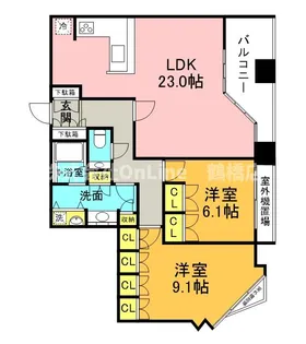 夕陽丘イクス【8階】の間取り