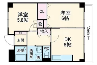 大阪府東大阪市岩田町5丁目【マンション】の間取り