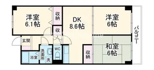 大阪府東大阪市源氏ケ丘【マンション】の間取り