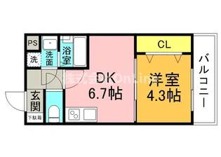 大阪府東大阪市上小阪2丁目【マンション】の間取り
