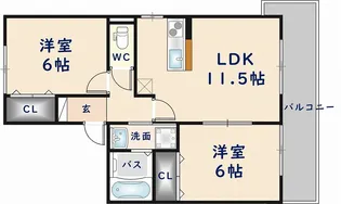 第9ウエスタンハイツ【2階】の間取り
