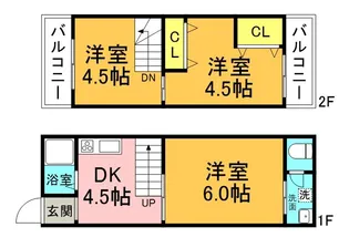 大阪府東大阪市御厨東2丁目【テラスハウス】の間取り