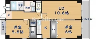 大阪府東大阪市岩田町6丁目【マンション】の間取り