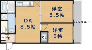 グロースコート弥刀【1階】の間取り