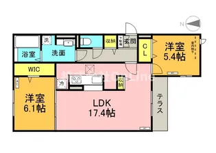スペチアーレ巽中B棟【1階】の間取り
