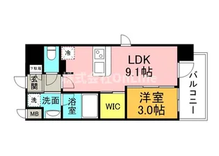 レオンヴァリエ長堀通【9階】の間取り