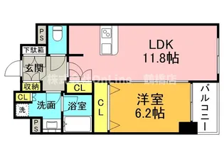 セレッソコート上本町EAST【4階】の間取り
