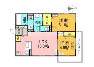 スプランデュール高井田【1階】の間取り