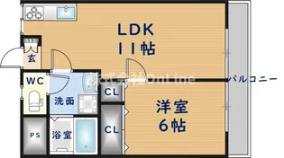 シャンブル・ド・吉田【2階】の間取り