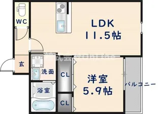 フジパレス教興寺三丁目【1階】の間取り